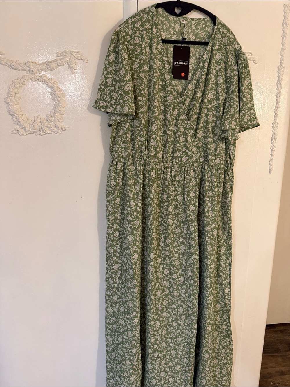 Summer Green Floral Wrap  Maxi Dress